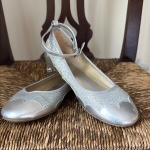 Lands' End Silver Dress Shoes with Ankle Strap
